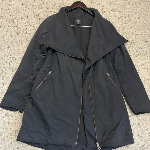 Eileen Fisher XS fleece lined GUC Utility Jacket Asymmetrical Zipper High Collar - Picture 12 of 14